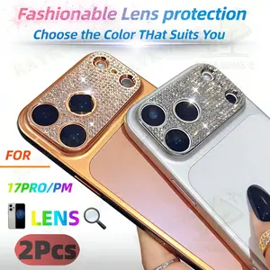 KAYKWONG'S 2-Pack Camera Lens Protector for iPhone 17 Pro/Pro Max, Ultra HD Aluminum Crystal Diamond Design, Anti-Scratch, Easy Install, Durable Protection Accessories