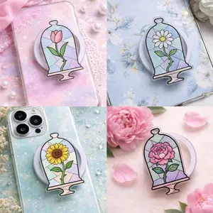 (4 Options) Cute Floral MagSafe Phone Grip, Daisy Floral Flower Phone Holder, Sunflower Floral Kindle Grip, Tulip Floral Grip Holder, Gifts For Girls Boys