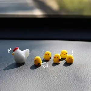 Cute Mini Chicken Car Decorations, Creative Dashboard Figurines, Fun Rearview Mirror Accessories, Set of 6/12 Pieces