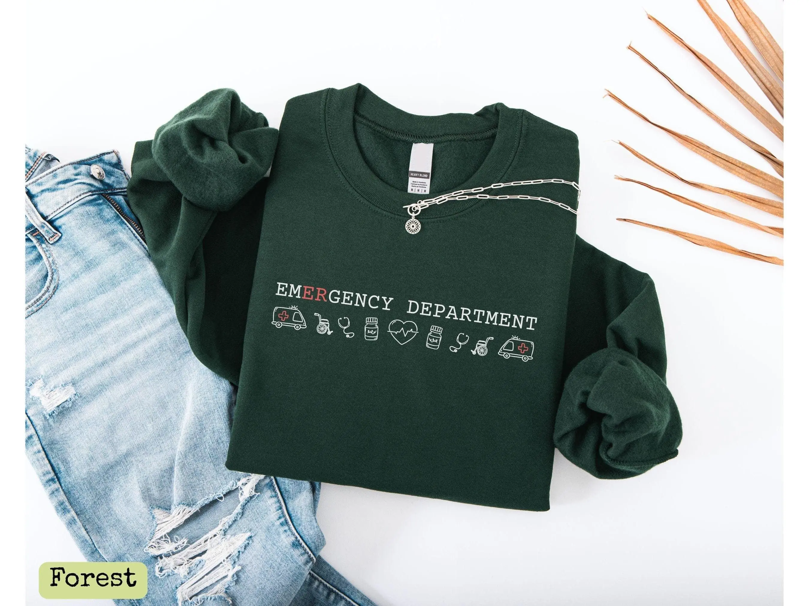Emergency Department Pullover T-Shirt & Sweatshirt, ER tee, Cute Doodle Crewneck, Nurse Tech Doctor Gift