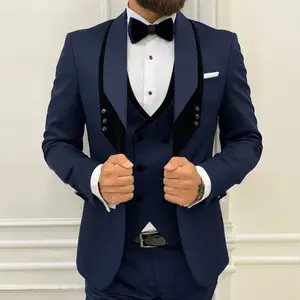 High-quality summer men's three-piece business suit for formal occasions tailored suit for gentlemen conference host style suit formal dress suit (Jacket+Vest+Pants) Slim Casual Set