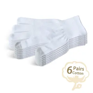 EvridWear Unisex Moisturizing Cotton Gloves with Touchscreen Fingertips for Eczema Beauty Cosmetic Dry Hands Sensitive Irritated Skin Therapy Overnight Bedtime, 6 Pairs exfoliate your Knit Wrist Spa