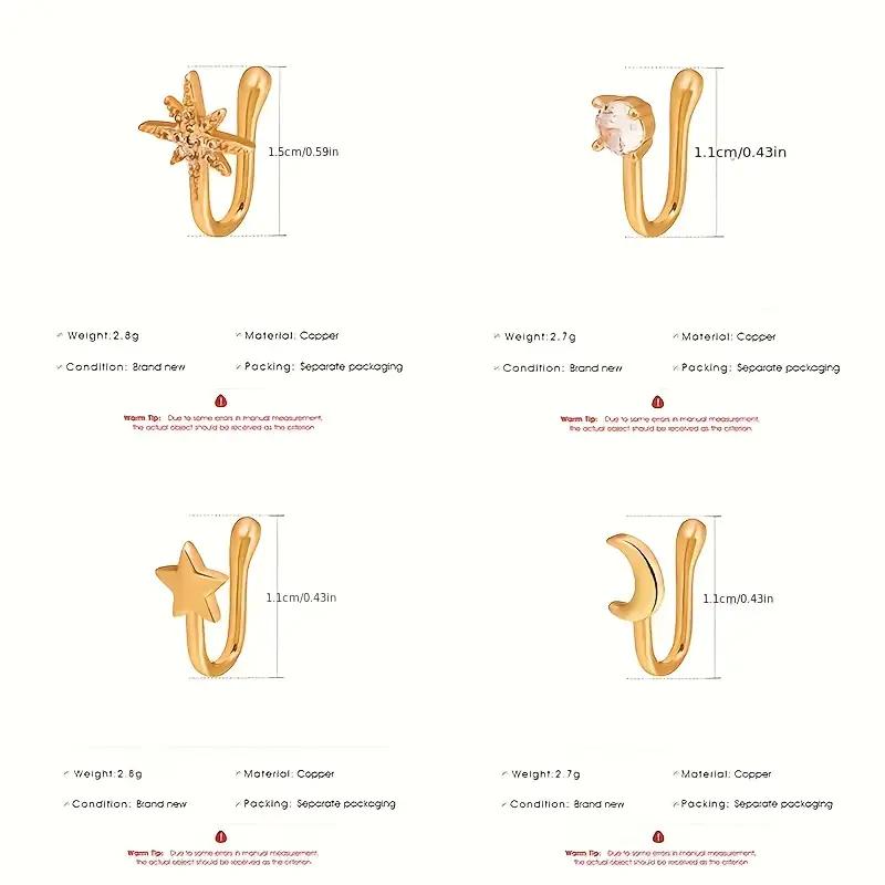 ARPURRAINA 9pcs Fashion Sparkle Fake Piercing Nose Rings Accessories - Copper & Stainless Steel Non-Piercing Clips (U-Shape, Star, Love, Crown, Cross) with Zirconia Rhinestones, Gold-Tone Punk Body Jewelry, Fashion Nose Rings,sohochic ARPURRAINA 9pcs Fashion Sparkle Fake Piercing Nose Rings Accessories - Copper & Stainless Steel Non-Piercing Clips (U-Shape, Star, Love, Crown, Cross) with Zirconia Rhinestones, Gold-Tone Punk Body Jewelry, Fashion Nose Rings,sohochic