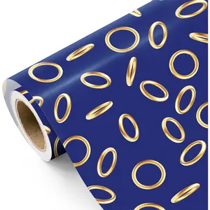 Cartoon  Wrapping Paper Roll - Mini Roll - 17 Inch x 16.5  - Blue and  Ring Wrapping Paper for Birthday,  Shower, Video  Party