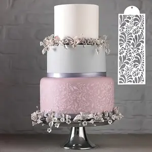16pcs Lace Edge Cake Stencils, Decorative Buttercream Frosting, Wedding Supplies Baking Tools Bakeware, DIY Flower Hollow Molds, Happy Eid