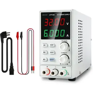 DC Power  Variable Adjustable Bench Power  Switching Regulated 32V 6A OVP OCP OTP 4 Digits LED Display with Plug Adapter Power Cord Output Cables UTP1306