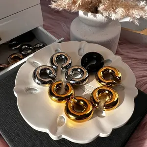 Chunky Ear Cuff Earrings, Chunky Flat Ear Cuff Earrings, Classic C-Shape Stacking Earrings, Gold Cuff, Thick Ear Cuff, Wide Band Ear Cuff. Female Male Metal Coating Elegant Casual