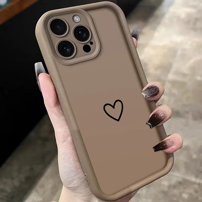 Heart Design Soft Silicone Smartphone Casing for iPhone 17 Pro Max, 16 Plus, 15, 14, 13, 12, 11 - Drop Protection, Shockproof Cover for Handheld Cellphone Devices