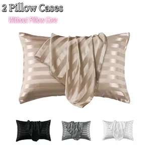 Solid Color Satin Pillowcase, 2 Counts Soft Comfortable Satin Pillowcase, Pillow Protector for Hair and Skin Care, Silky Satin Bedding