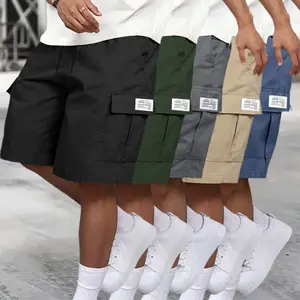 Men's New Fashion Workwear Shorts, Solid Color Workwear Shorts Five-Piece Set - Multi-Pocket Design, Loose Fit, Breathable, Comfortable, Durable for Everyday Casual Summer Wear - Mid Waist