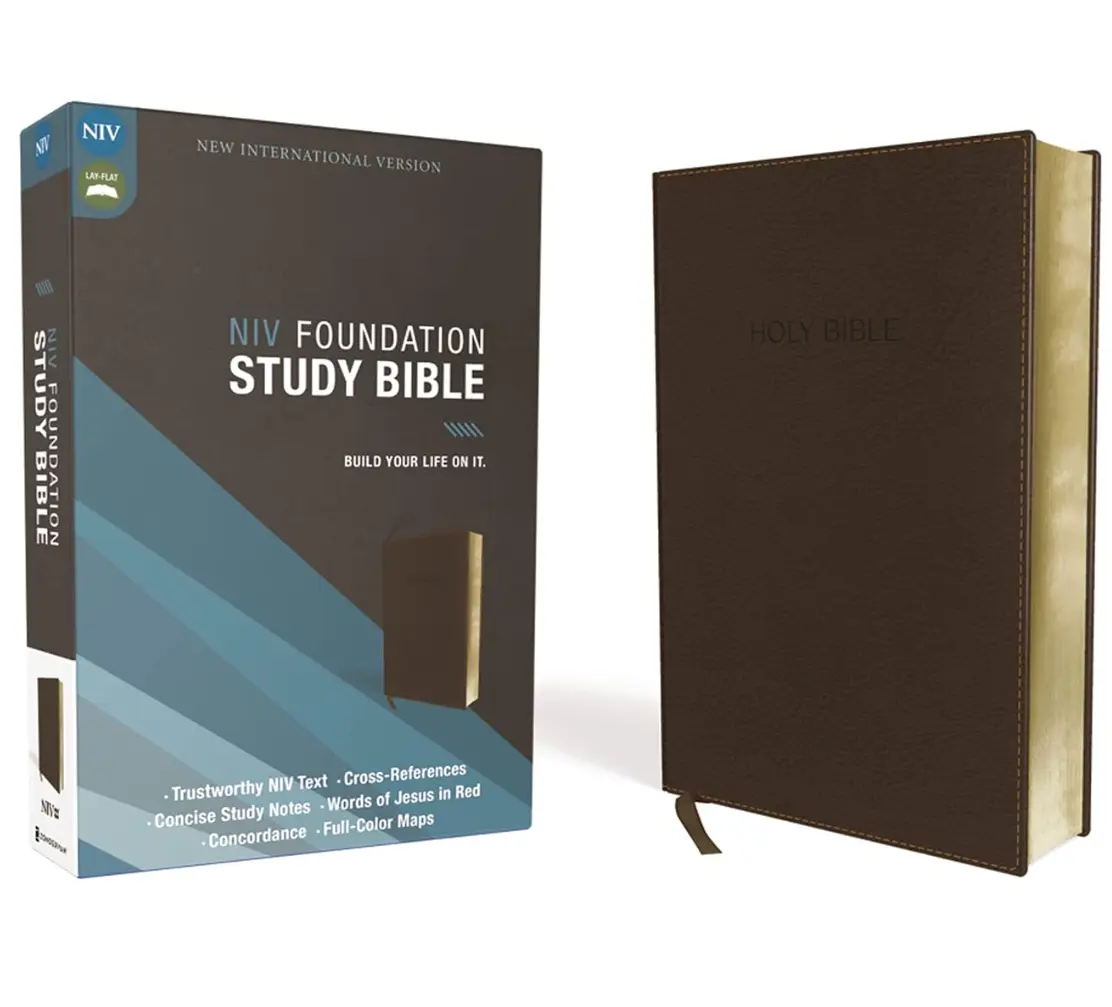 NIV, Foundation Study Bible, Leathersoft, Brown, Red Letter