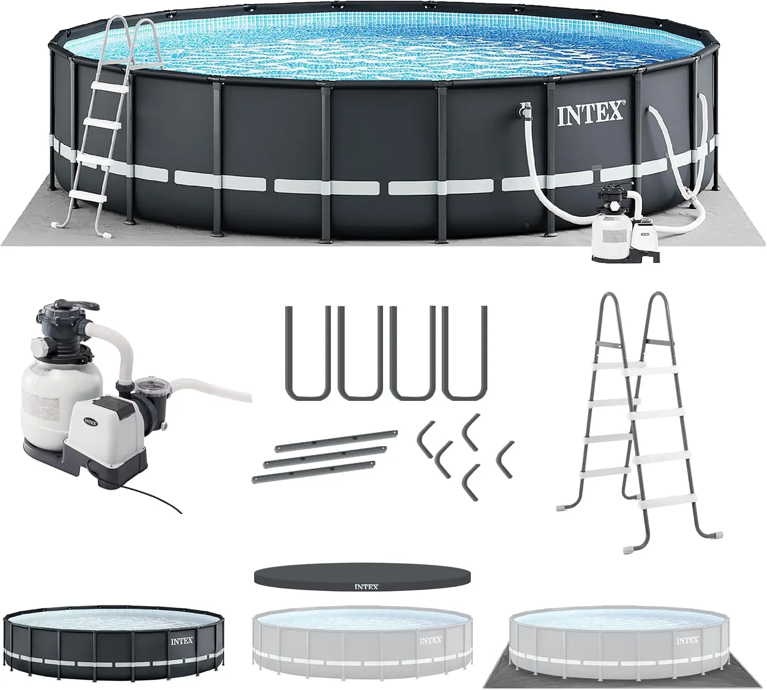JFYK 26333EH Ultra XTR Deluxe Above Ground Swimming Pool Set: 20ft x 48in – Includes 2100 GPH Cartridge Sand Filter Pump – SuperTough Puncture Resistant – Rust Resistant – Easy to Assemble