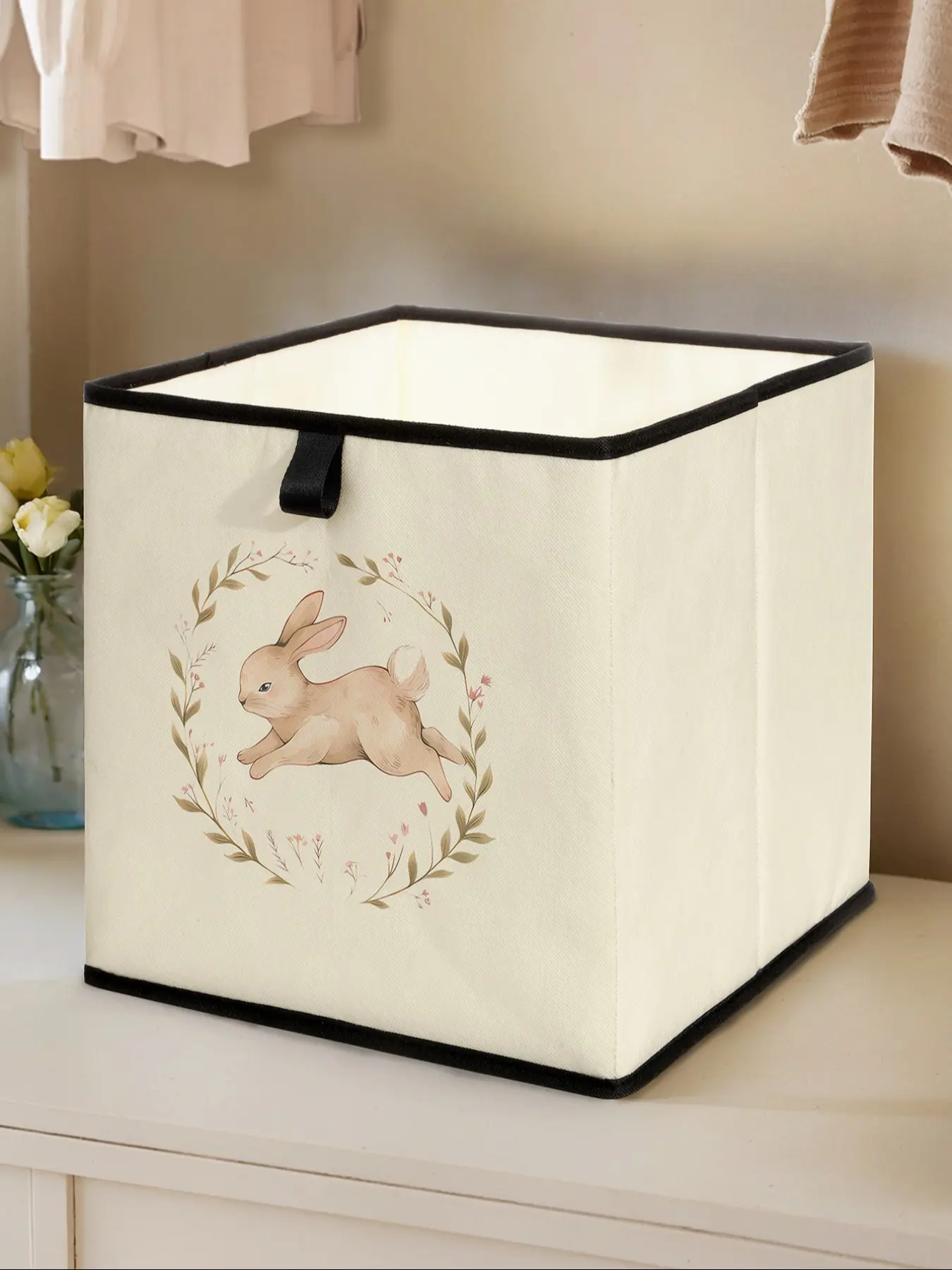 Rabbit Pattern Open Storage Box, Stackable Drawer Organizer, Durable Multi-Functional Design for Home Dorm Room Organization