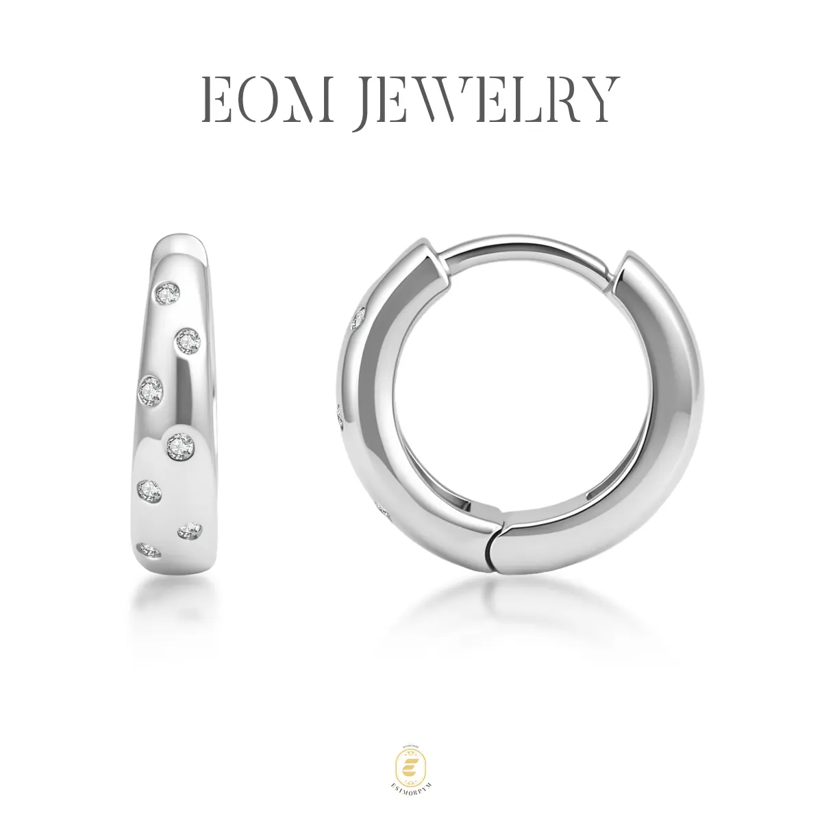 Moissanite Radiant Starry Dots Huggie Hoop Earrings Silver-Plated Jewelry Wedding Engagement Anniversary Valentine's Day Birthday Daily Wear