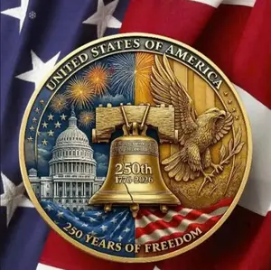 250 Years Of Freedom 1776–2026 Liberty Bell And Capitol Commemorative Coin, USA Independence Day 4th Of July Patriotic Collector Coin, American Freedom Celebration Souvenir, National Anniversary Gift For Collector | 250326.C00692.ID03