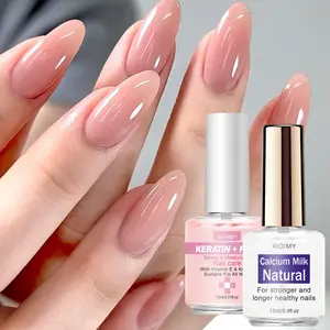 2pcs Keratin Nail and Calcium Milk Strengthening Agent, Natural Jelly Color, Thin Soft Brittle Nails, Nail Care Product, Enhances Nail Gloss, Nail Care Liquid
