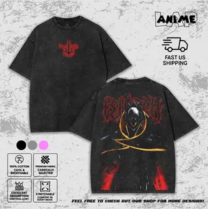 Code Geass Lelouch Zero Washed Tee, Vintage Anime Graphic T-Shirt, Brutalist Streetwear Shirt, Unisex Distressed Acid Wash Top, Dark Aesthetic.