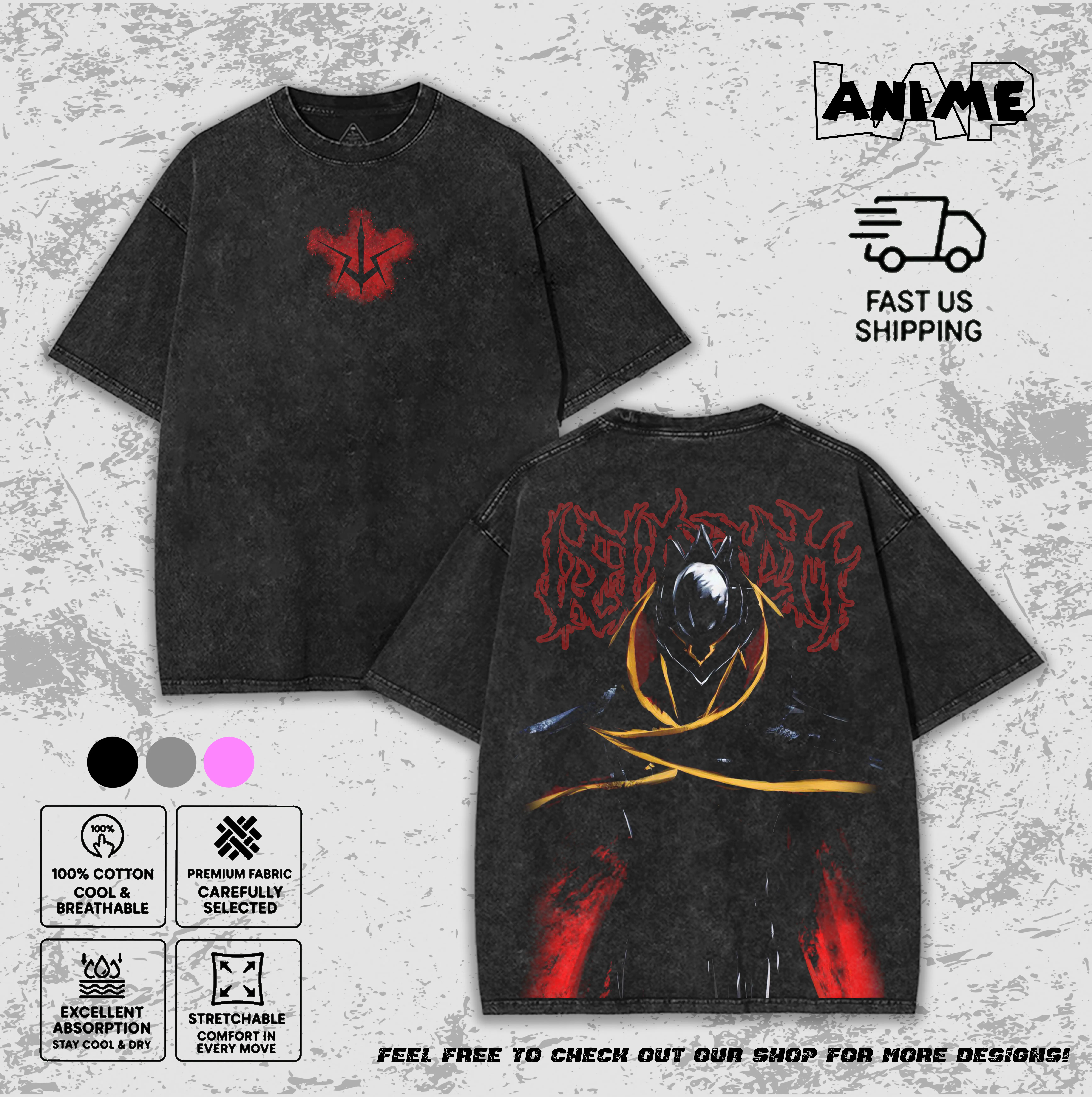 Code Geass Lelouch Casual  Cotton T-Shirt, Vintage Anime Graphic Brutalist Streetwear, Unisex Distressed Acid Wash Dark Aesthetic Menswear Top