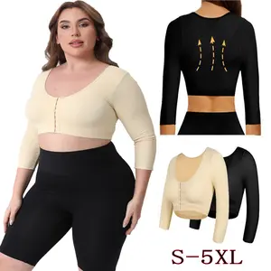 S-5XL Arm Shaper for Women Post Surgery Push Up Bra Compression Long Sleeves Corset Corrector Front Closure Seamless Shapewear Fit Womenswear Black Slim Fit Basic Minimalist Style