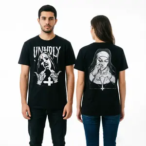 Unholy Nun Gothic Streetwear Graphic Tee Men T-Shirt Unisex Y2K Graphic Tee (Viral) TikTok Shop Deals S-3XL