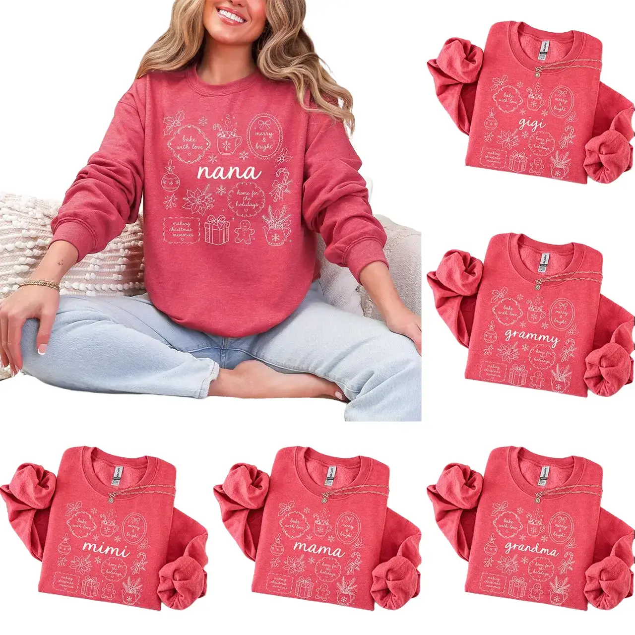 Custom Floral Nana Sweatshirt, Personalized Floral Gigi Sweater, Grandma Christmas Gift, Mimi Mama Auntie Mawmaw Mommom Grammy Lolli Shirt