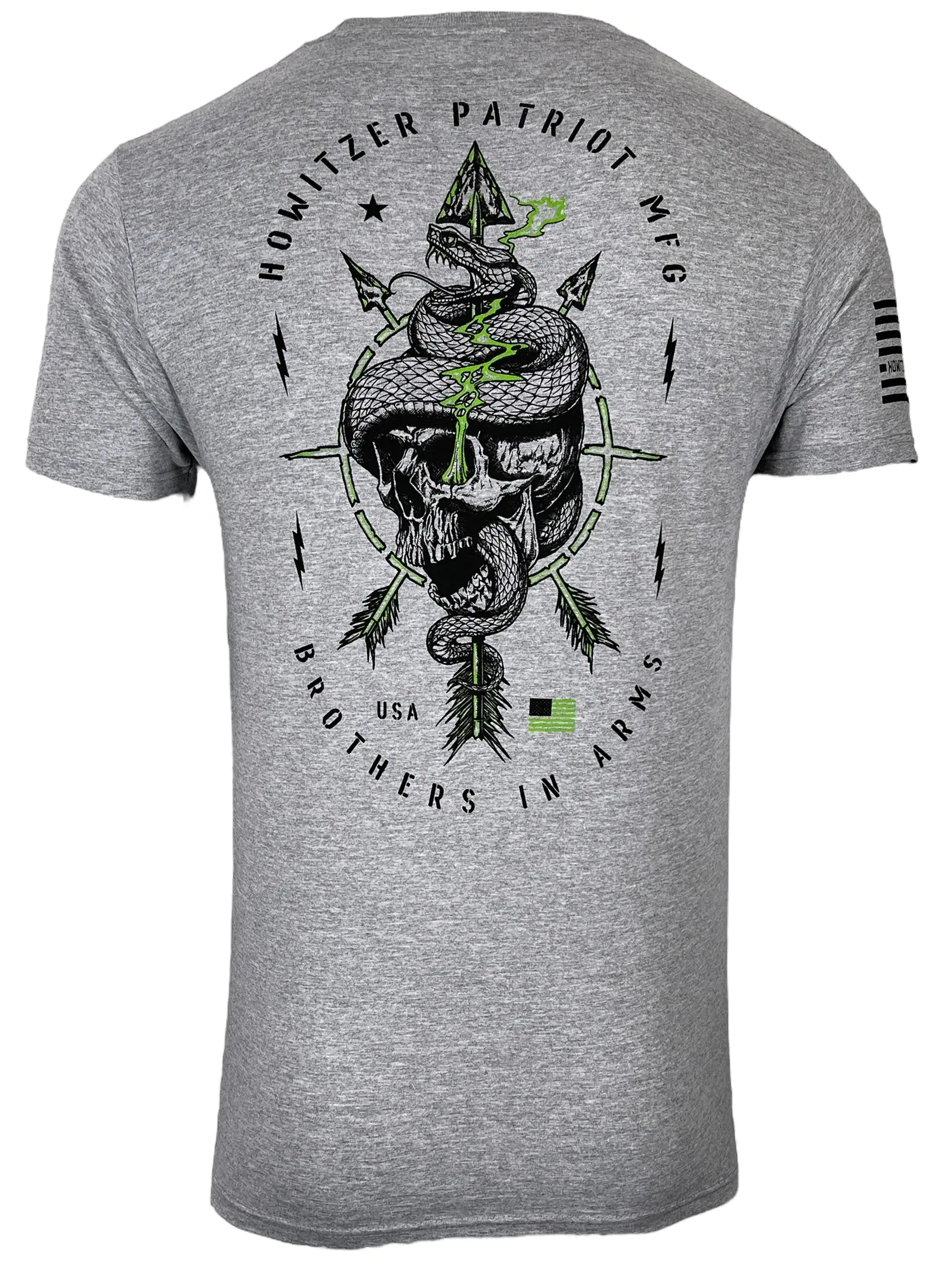 Howitzer Men's Spirit of Valor Graphic T-Shirt Clothes, Original Patriotic Military Design, Heather Gray Cotton-Polyester Blend, Ultra-Soft Menswear Top