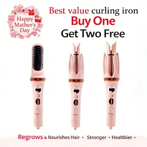 Mayeya Pink Flawless Instant Naturalwaves Automatic Curler with LED Display & Adjustable Temperature Settings 300℉-420℉ Portable Travel Ready Dual Voltage 120-240V curling irons straightener diffuser curly hair hair curler hair styling tools Plug