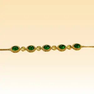 RELLY-JEWELRY (TS026) Coin-stitched emerald bracelet  Fashion Trends for Women  Bracelets  star class Design Adjustable Chain