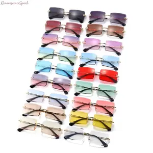 2026 New Vintage Rimless Rectangle Sunglasses for Women Stylish Frameless Gradient Lens Eyewear UV400 Protection Lightweight Shades Perfect for Summer Travel Beach Vacations Daily Outfits & Street Style Looks