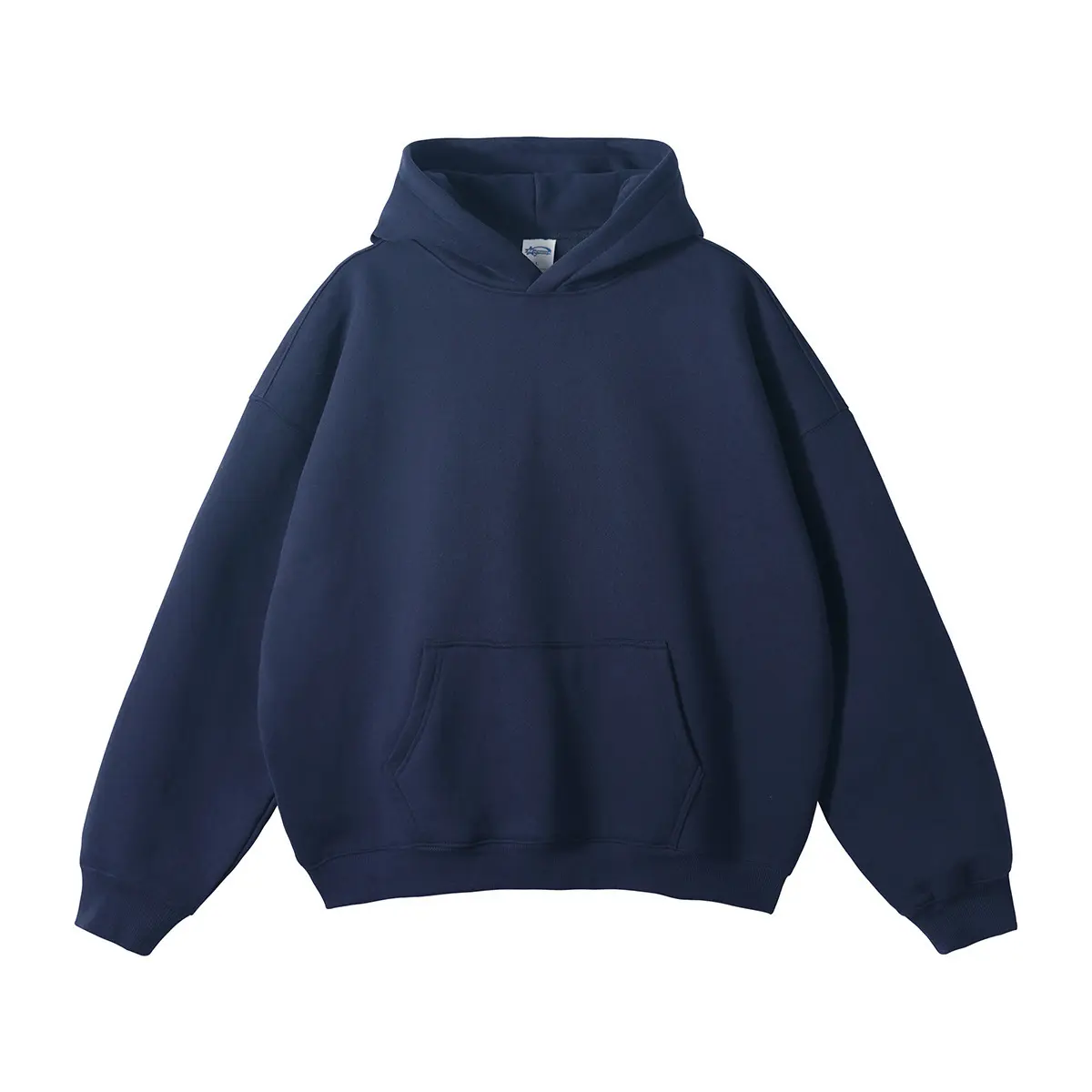 hoodie-Navy blue off shoulder sleeves