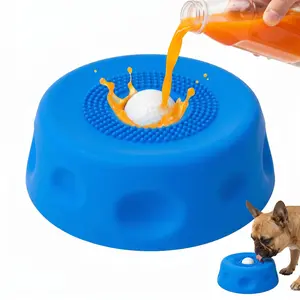 【SummerVibes】Slow Feeder Dog Lick Bowl with Interactive Rolling Ball, Anti-Slip Anxiety Relief Puzzle Feeder for Liquid Treats, Bone Broth & Yogurt