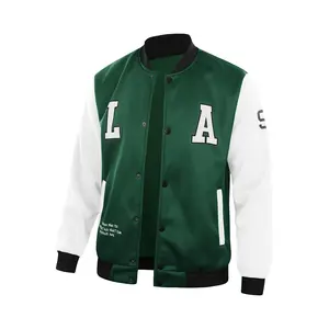 Men's Vintage Baseball Jacket RH19208 - Two-Tone Orange & White Preppy Design, Letter 'A' Collar, Button Closure, Lightweight Polyester for Casual & Formal Wear - Spring/Fall Outerwear, Fall Fashion