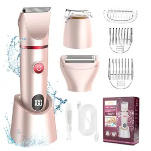 Waterproof Women's 3-in-1 Electric Shaver & Trimmer - IPX6 Full Body Washable, USB Rechargeable, 600mAh Battery for Bikini, Underarm, Lip, Hair Removal