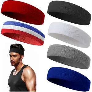 6PCS Moisture Wicking Headbands and Sweatbands for Men's Sports-Tennis, Basketball, Running, Working, Gym Use