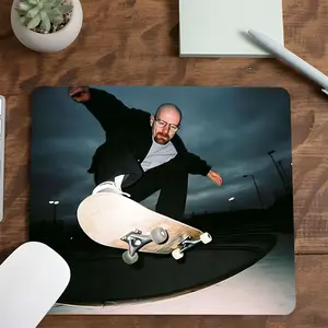 Funny Skateboard Adventurer Design Square mouse pad, Aesthetic Desktop Decorative Protective Pad, Rubber Anti-slip Lockedge Work Pad, Small Size Suitable for Laptop, Desktop Computer Games, Work, Family, Gaming Mouse Pad, Mousepad