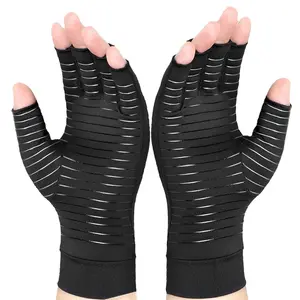 Cycling Wrist Braces, Wrist Wraps, 1 Pair Copper Arthritis Compression Gloves for Typing, Bicycle, Running, Sport, Fitting, Daily Work