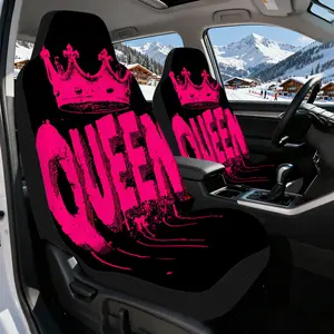 2pcs, Stylish Pink Crowned Majesty Design Car Seat Covers, Car Seat Protectors, Durable and Washable, Perfect Fit for Single Front Seats, Ideal for Car Enthusiasts and Long Road Trips