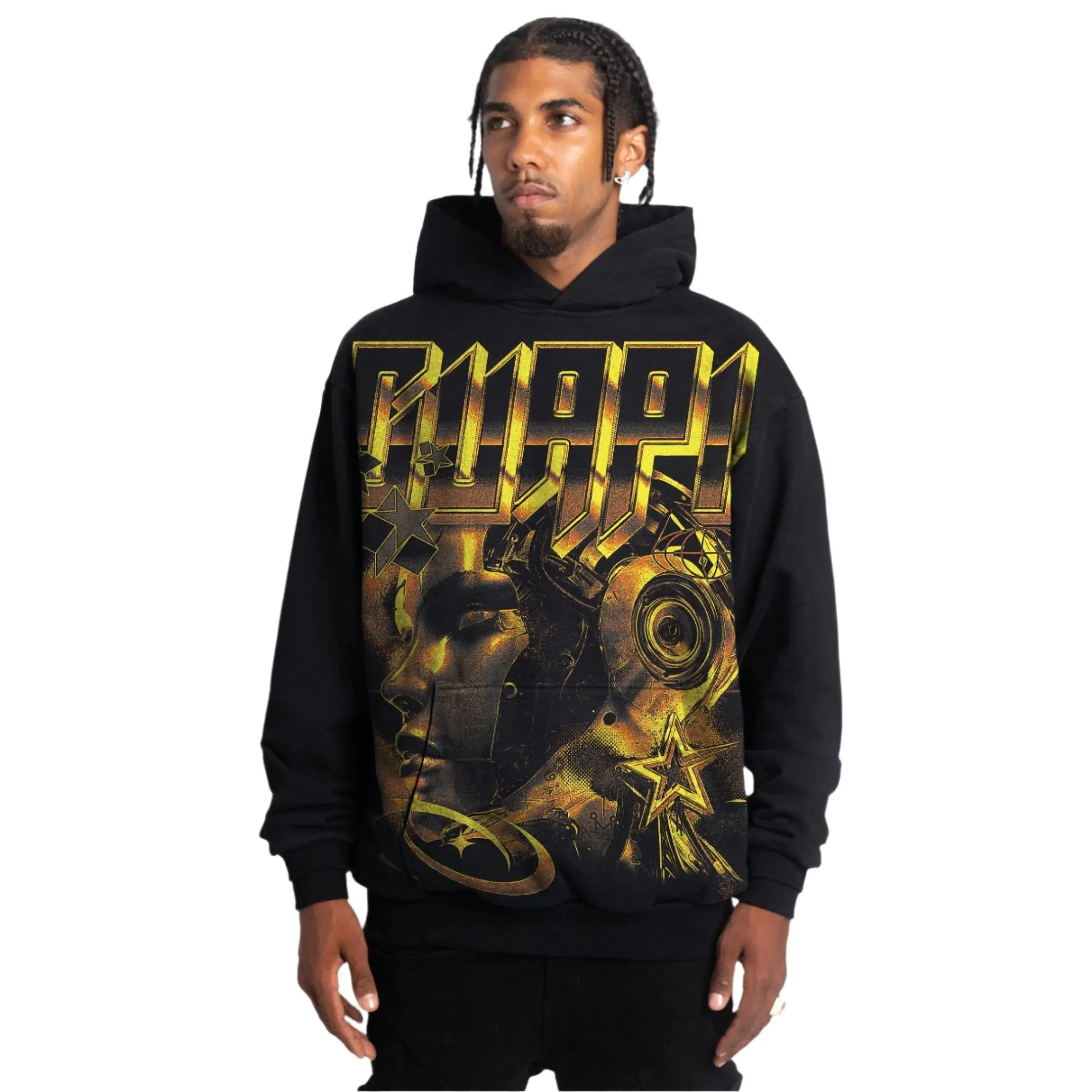 GUAPI CYBER YELLOW PULLOVER HOODIE