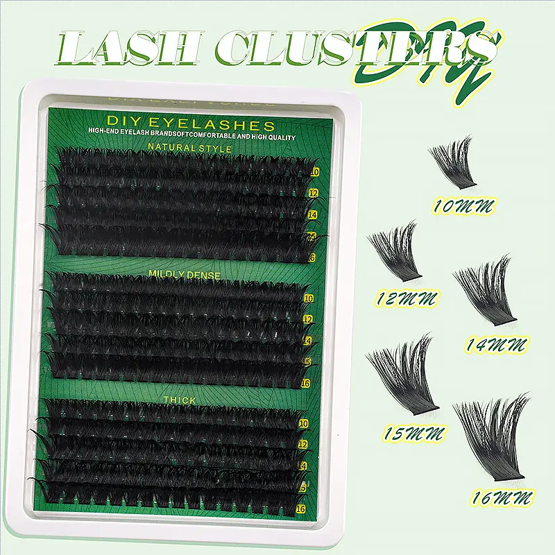 DIY Cluster Eyelash Extensions 270PCS 10-16mm Mix D Curl | Soft Natural Wispy Fluffy Volume Lash Clusters (60D+80D+100D Density Mix) Single Cluster Eyelashes Refill (No Glue No Tweezers No Box Included)