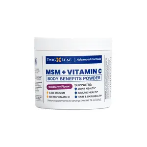 MSM + VITAMIN C Powder: Joint Support, Antioxidant, Boosts Hair, Skin and Nails. Delicious Wildberry Flavor