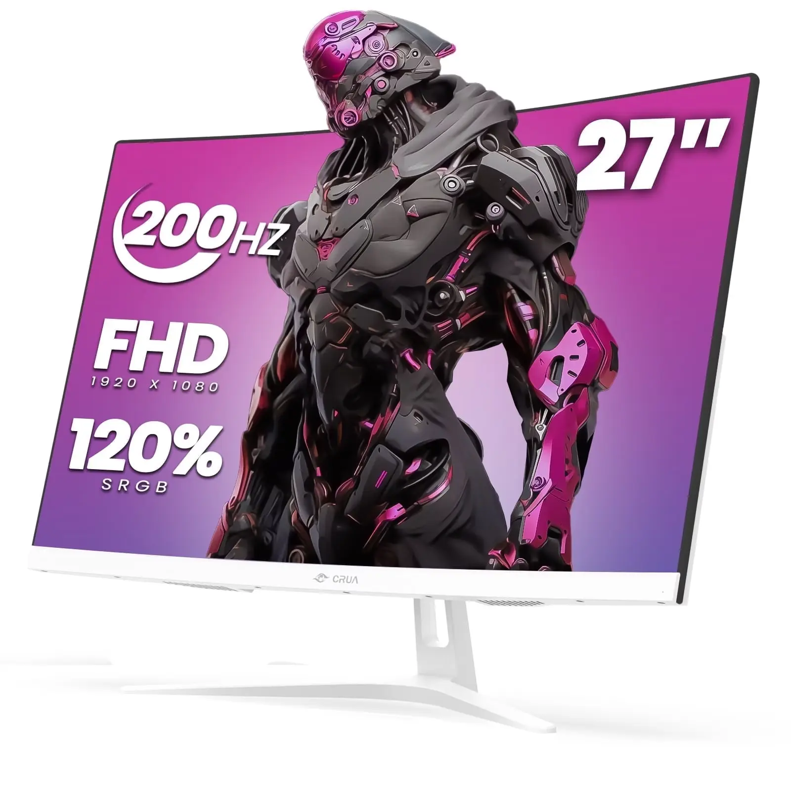 CRUA 27" Curved 1800R Full HD Gaming Monitor - 200Hz, 120% sRGB, FreeSync, Low Motion Blur, HDMI & DP, for Gamers' PC/Laptop Use, Monitors