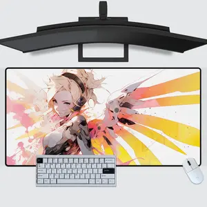 Overwatch Mercy Inspired Fanmade Desk Mat – Extra Large Gaming Mouse Pad, Gaming Accessories, Desk Decor Setup, Gaming Room Supplies