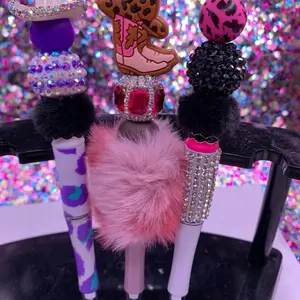 Beadable Pen Bundle - Assorted Bead-Themed Pens with Colorful Accents and Decorative Elements