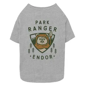 Star Wars Ewok Park Ranger Endor Dog T-Shirt Epic Graphic Tee with Cute Ewok Design and Green Lettering Officially Licensed Pet Clothing for All Dog Sizes Comfortable and Stylish