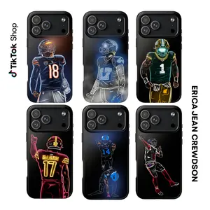 American Footballer Neon Style Tough Phone Case, Gift for Fans, American Football Phone Case, for Samsung and Iphone 11 12 13 14 15 16 17
