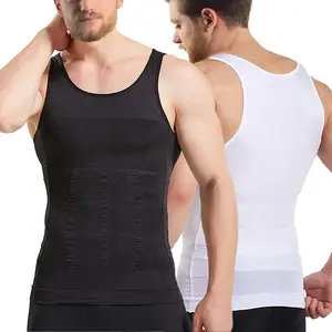 Men's Slimming Sleeveless Compression Tank Top Shapewear Vest - Nylon Blend Girdle with Belly and Chest Support, Multi-Size Men's Undershirt
