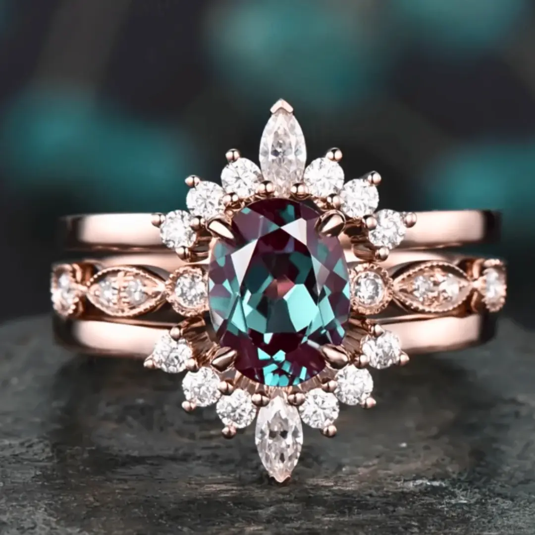 Elegant 3-Piece Fashion Rings Set, Stunning Wedding Engagement Ring - The Perfect Romantic Gift for Valentine's Day Celebration
