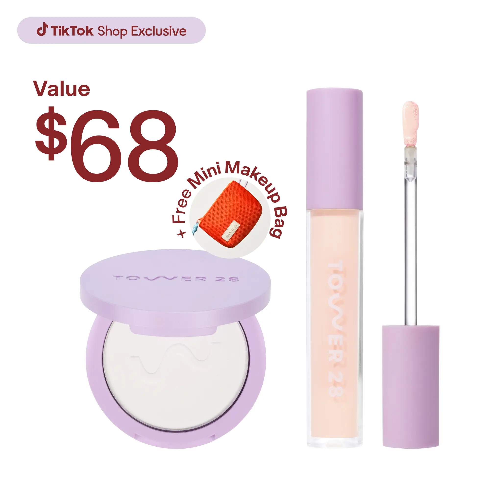 Tower 28 Swipe and Set Bundle - Swipe Serum Concealer & GetSet Pressed Powder - Hydrating & Concealing Makeup Set