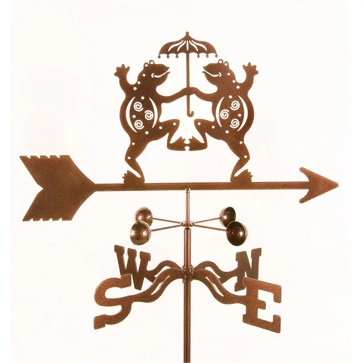 EZ Vane EZ1901-PT Whimsical Dancing Frogs Weathervane - 14-Gauge Steel, 25x21x9" Size, 3 Protective Coatings for Fade Prevention, Laser Cut Design, EWNS Wind Direction, Post Mount for Home Improvement Garden Decor