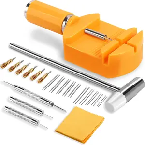 32 count Watch Link Removal Kit,Professional Watch Band Replacement Tool,10 Pcs Spare Spring Bars and 10 count Cotter Pins, 1 Double  Hammer, 6 Spare Pins